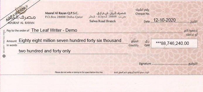 Printed Cheque Image